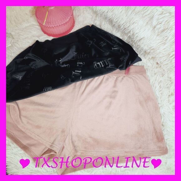 XL 2pc Juicy Couture Bling Logo Velour Loungewear Shorts Bundle NWT - Picture 5 of 5